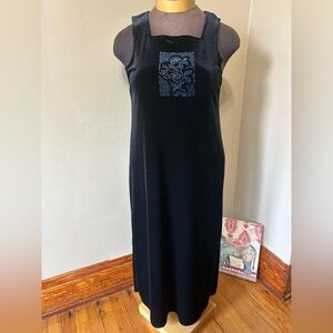 Studio Ease Velvet Dress Whimsigoth Womens 8P Black Maxi Square Neck Sleeveless